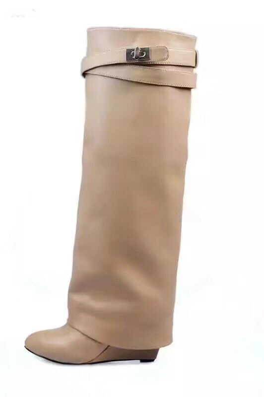 

Hot Sale-h heel boots luxury woman High shoes Designer Ladies shoes zipper Leather Fashion Bare boots Large size 35-42 41, Grey