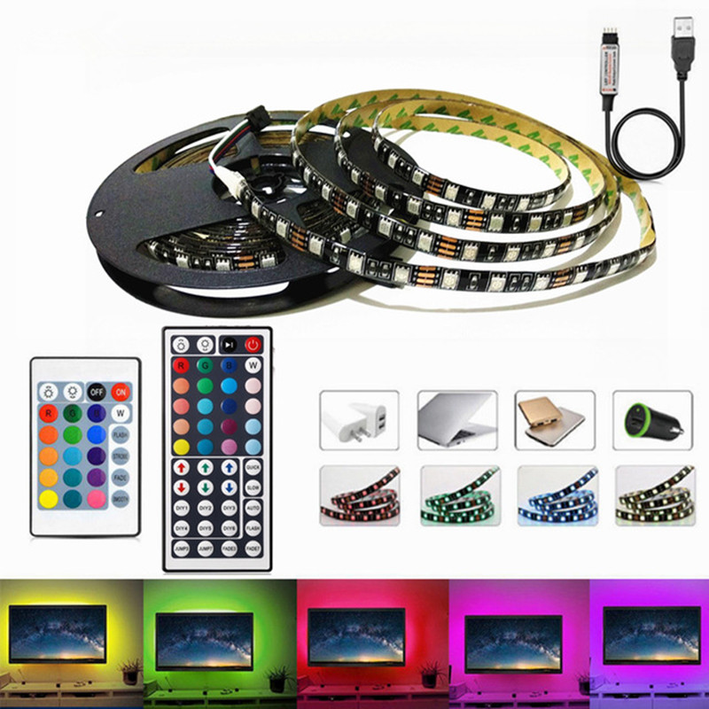 

5050 RGB LED Strip Waterproof DC 5V USB LED Light Strips Flexible Tape 50CM 1M 2M 3M 4M 5M With Remote For TV Background Laptop HDTV