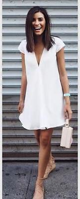 

New Sexy Women Summer Deep V-Neck Dresses Casual Short Mini Black Dress Plus Size White Summer Clothes