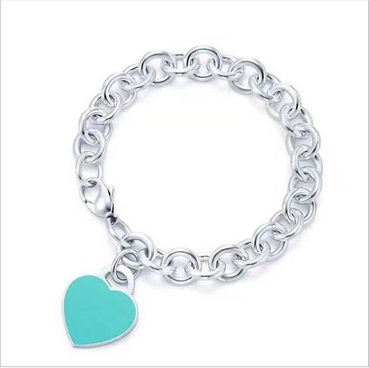 

Heart shaped needle clasp pure silver bracelet bracelet sky blue heart