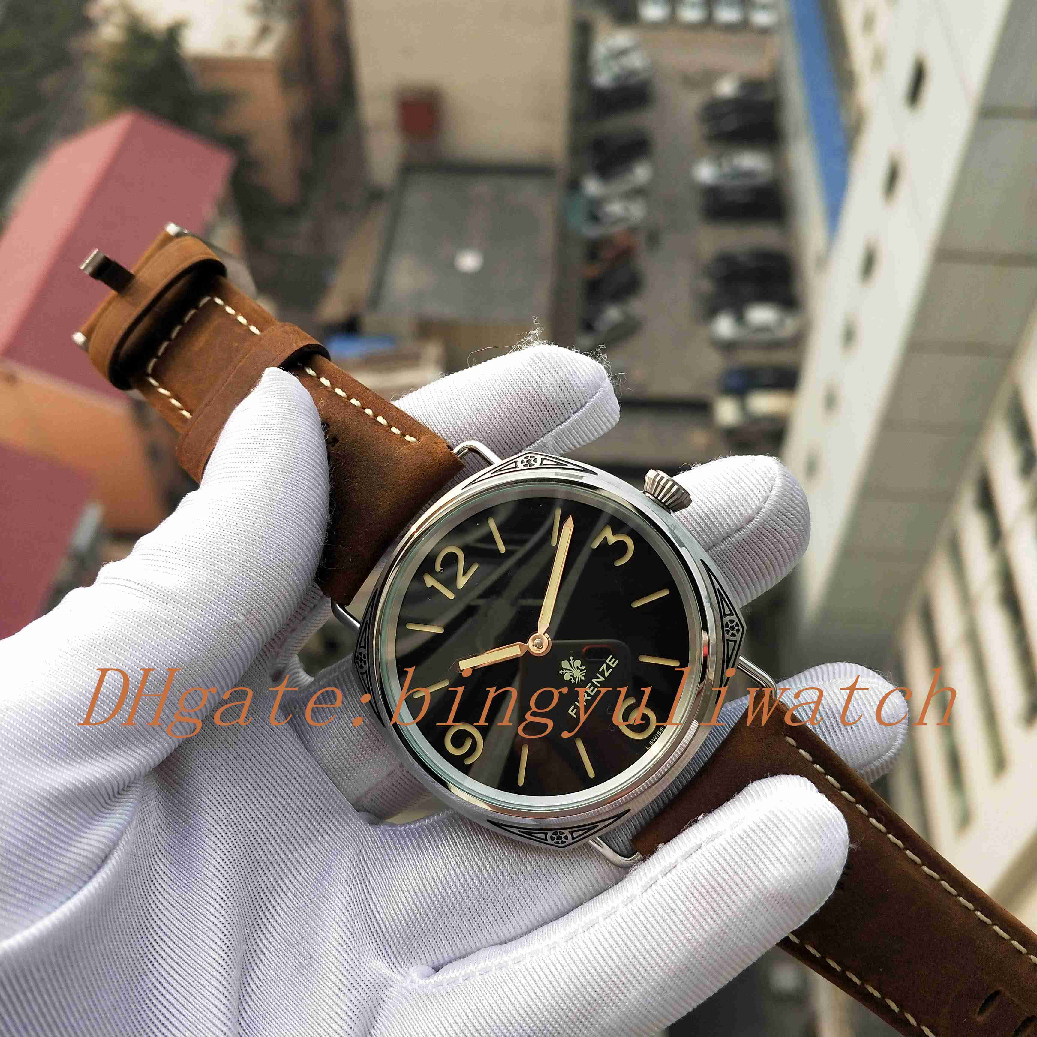 

Luxury Factory New WATCH 44mm Engraving Super P 3000 Mechanical Hand-Winding Movement Fashion Mens Watches with Origina Box Strap, 01