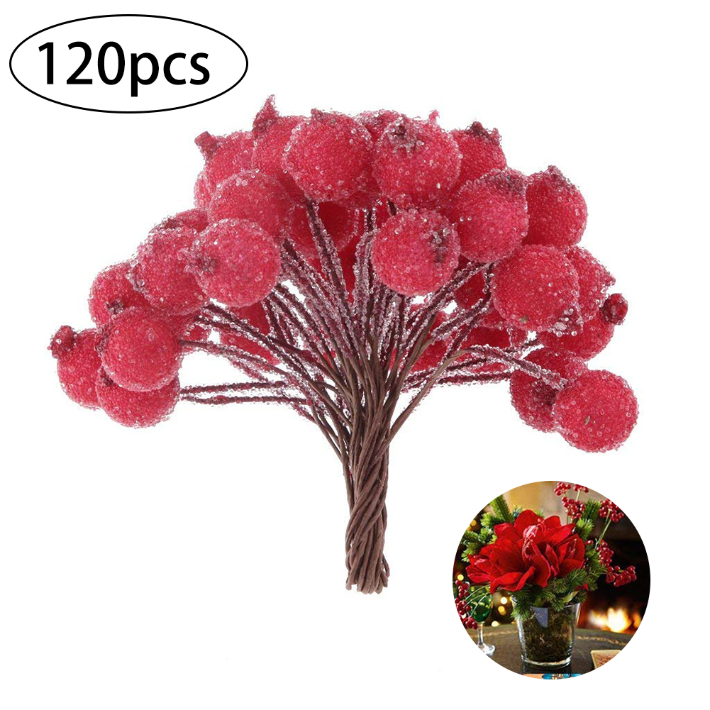 

Pack Of 120Pcs Artificial Holly Berries Foam Frosted Fruit Holly Berry Table Centerpiece Mini Christmas Frosted Fruit Berry Holl