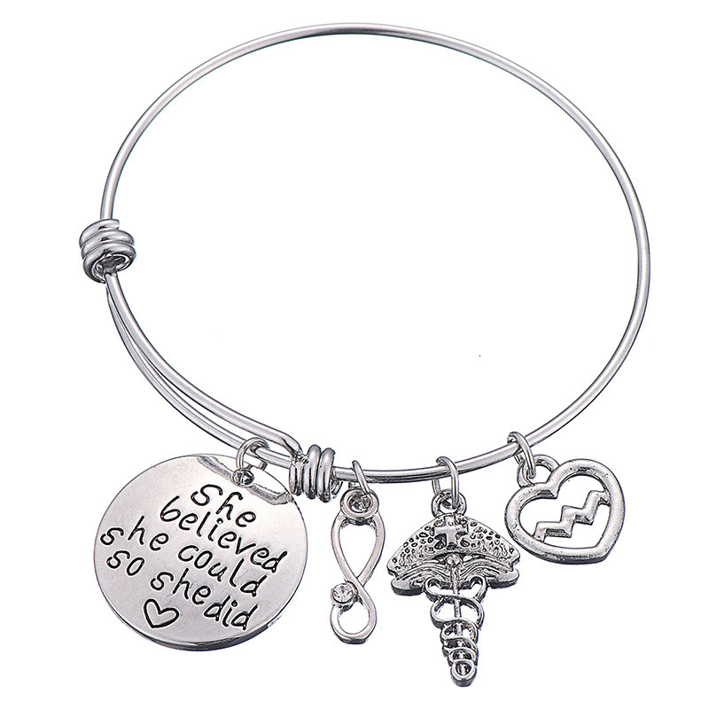 

Series Adjust Bracelet Nurse She Believed She Could Lettering Bracelet