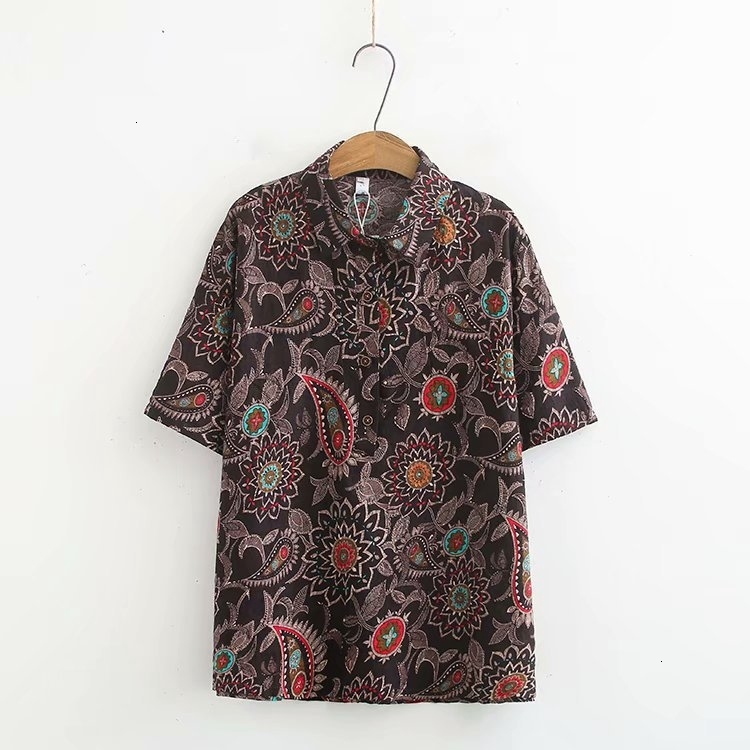 

Plus Size Women Blouse Geometric Printed Short Mouths Casual Summer Tops, Black