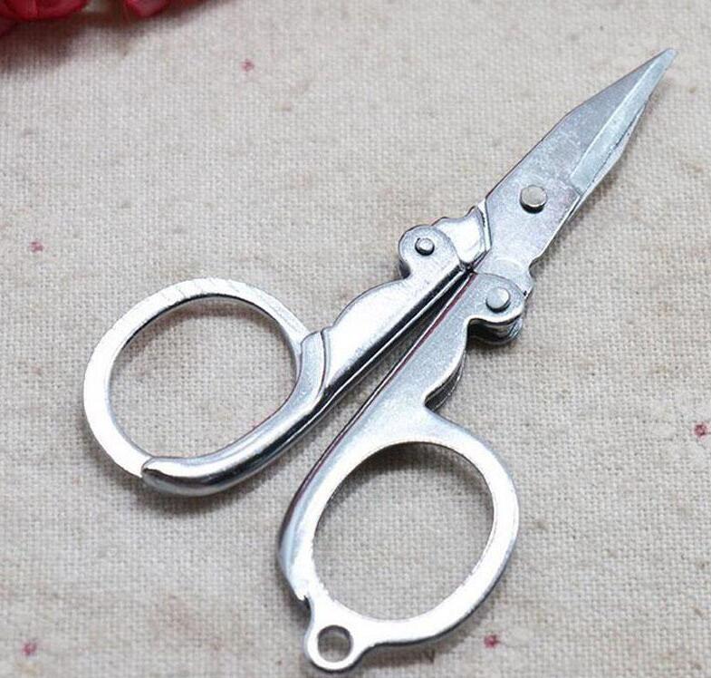

Home Portable Folding Stainless Steel Scissors Mini Folding Scissors Travel Trip Tool Silver Free Shipping