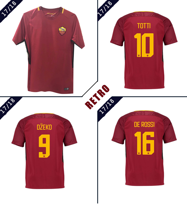 

Roma retro soccer jersey 2017-2018 TOTTI BATISTUTA Candela Montella shirt 17 18 Rome Vintage football shirt, Black;yellow