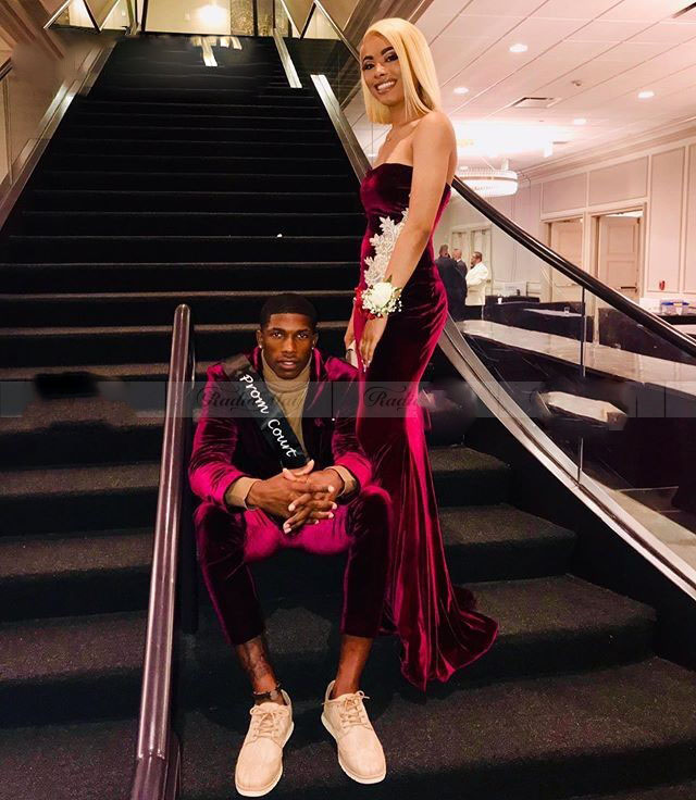 

Mermaid Burgundy Velvet African Prom Dresses 2020 Sexy Sweetheart Wine Red Evening Gowns Semi Formal Graduation Dress, Dark navy