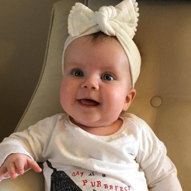 

Lovely Kids Baby Bow Knot Headband White Trimmed Wide Stretch Hairband Head Wrap, Black