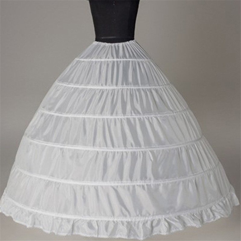 White 6 Hoops Petticoat Crinoline Slip Underskirt For Wedding Dress Bridal Gown Petticoat Women Bubble Skirt Wedding Petticoats-image-513512428