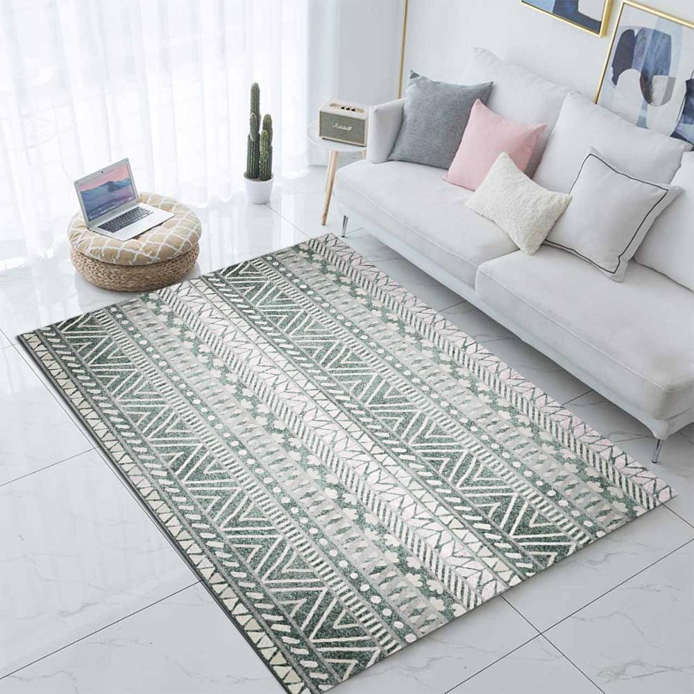

Else Gray Black Morrocan Boho Ethnic 3d Print Non Slip Microfiber Living Room Modern Carpet Washable Area Rug Mat, As pic
