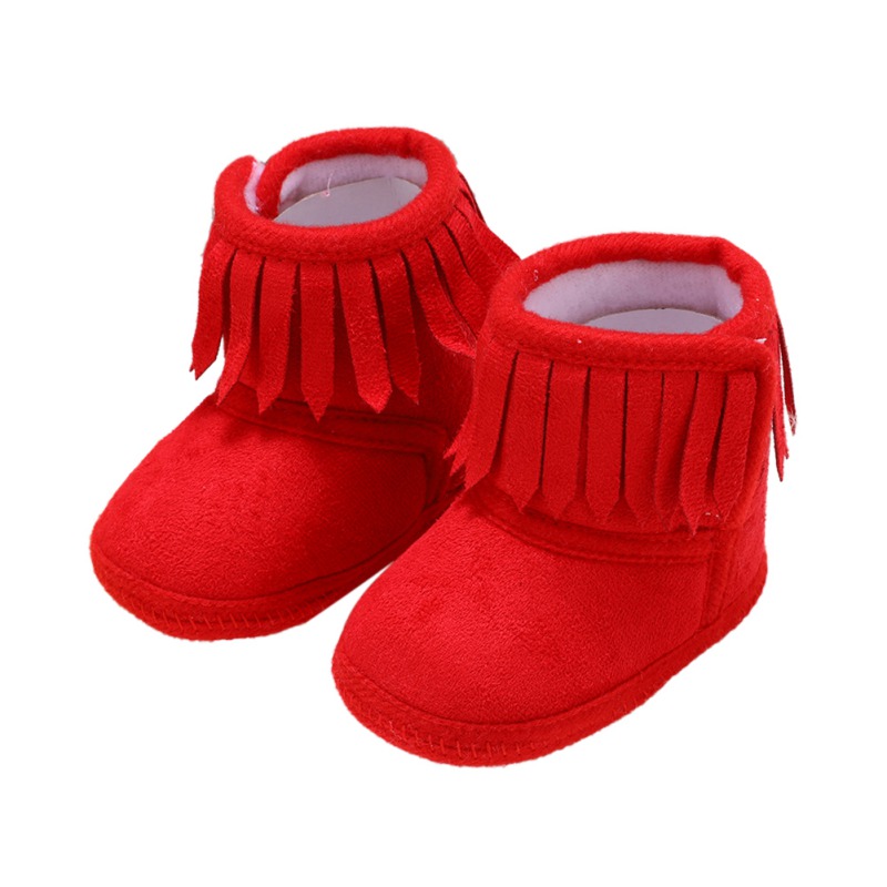 

Newborn Baby Boots Winter Baby Fringe Boots Girl Newborn Tassel Soft Bottom New Cotton Warm -18M new