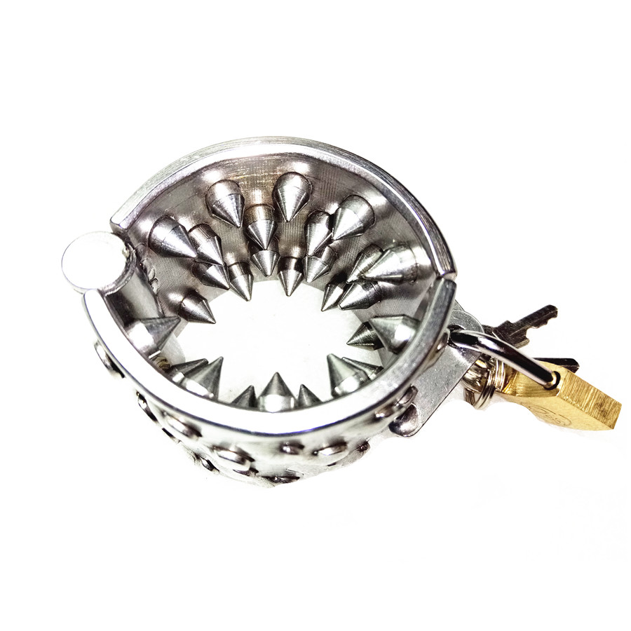 BDSM Spike Cock Ring Ball Extreme Torture Device Wolf Teeth Scrotum Testicle Pendant Pleasure Sex Toys Adult Games Stainless Steel XCXA090