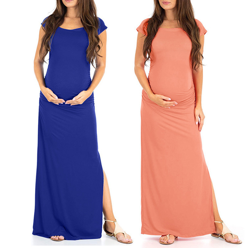 

Summer Long Pregnant Mother Dress Maternity Photography Props Women Pregnancy Clothes Dress For Pregnant Photo Shoot Clothing, Orange