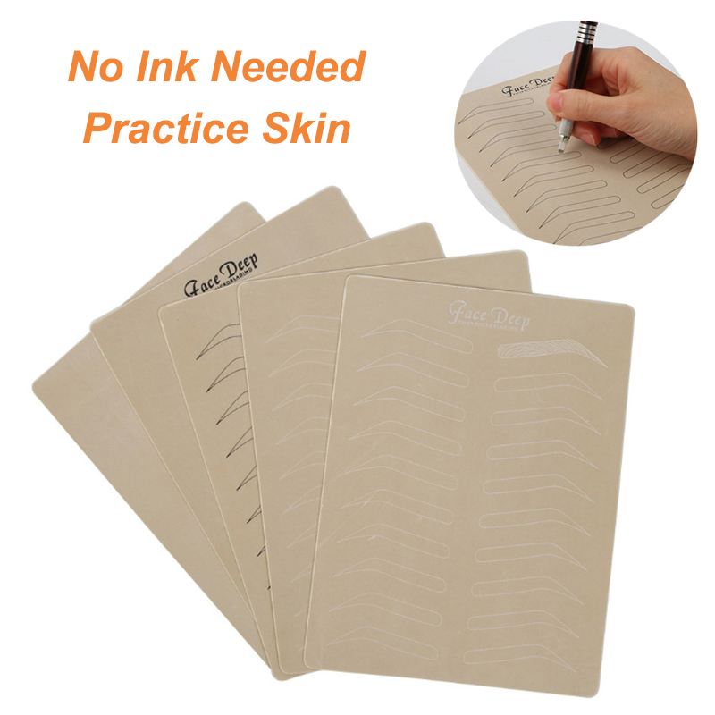 

5pcs Tattoo Practice Skin No Ink Needed Microblading Accessories Permanent Makeup 3D Eyebrow Artificial Skin for Body Art Beginner Training