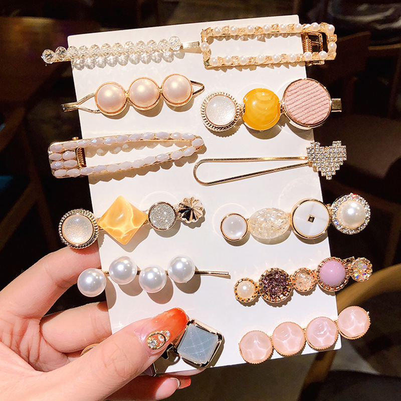 

Women Girls Pearl Crystal Hair Clips Hairpins Hair Jewelry Acrylic Headwear Fashion Accessories Barrettes 2020 Wholesale