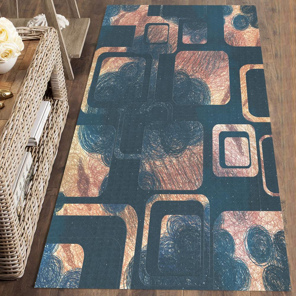 

Else Brown Green Abstract Square Geometric 3d Print Non Slip Microfiber Washable Runner Mats Floor Mat Rugs Hallway Carpets, As pic