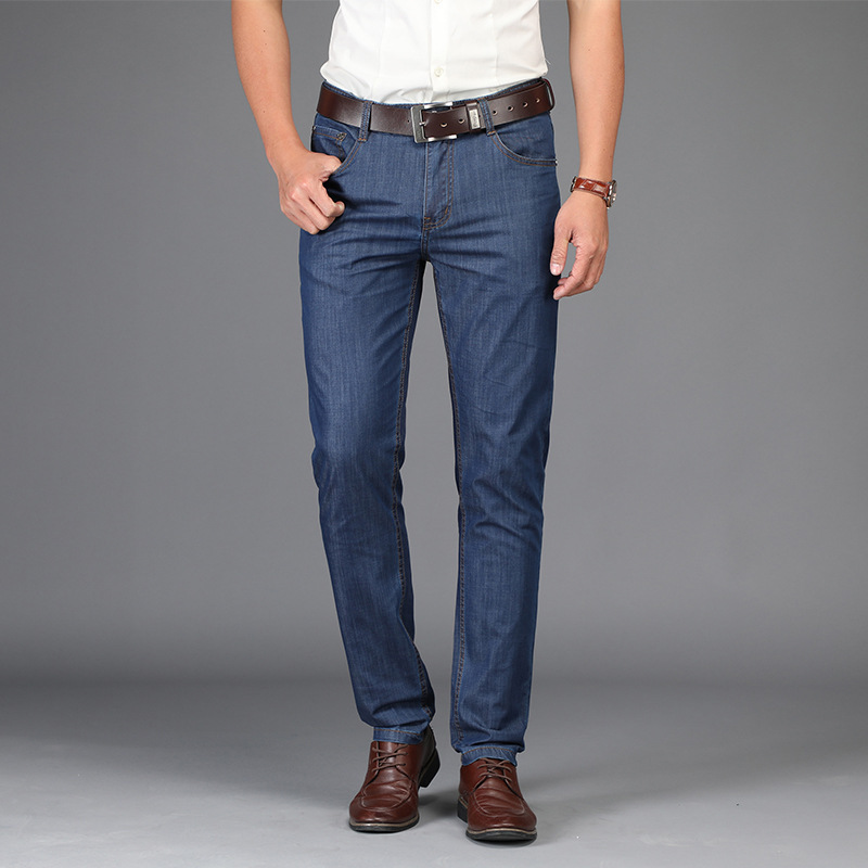 

Summer new business jeans loose straight men ultra-thin cowboy pants fabric leisure men's trousers, See chart