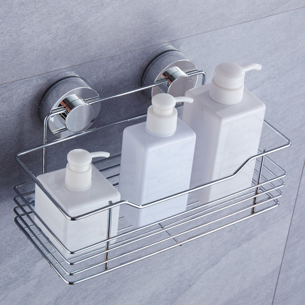 

Bathroom Corner Shelf Organizador Suction Cup Wall Shelf Shower Holder Bathroom Storage Kitchen Rustproof Stainless Steel Rack