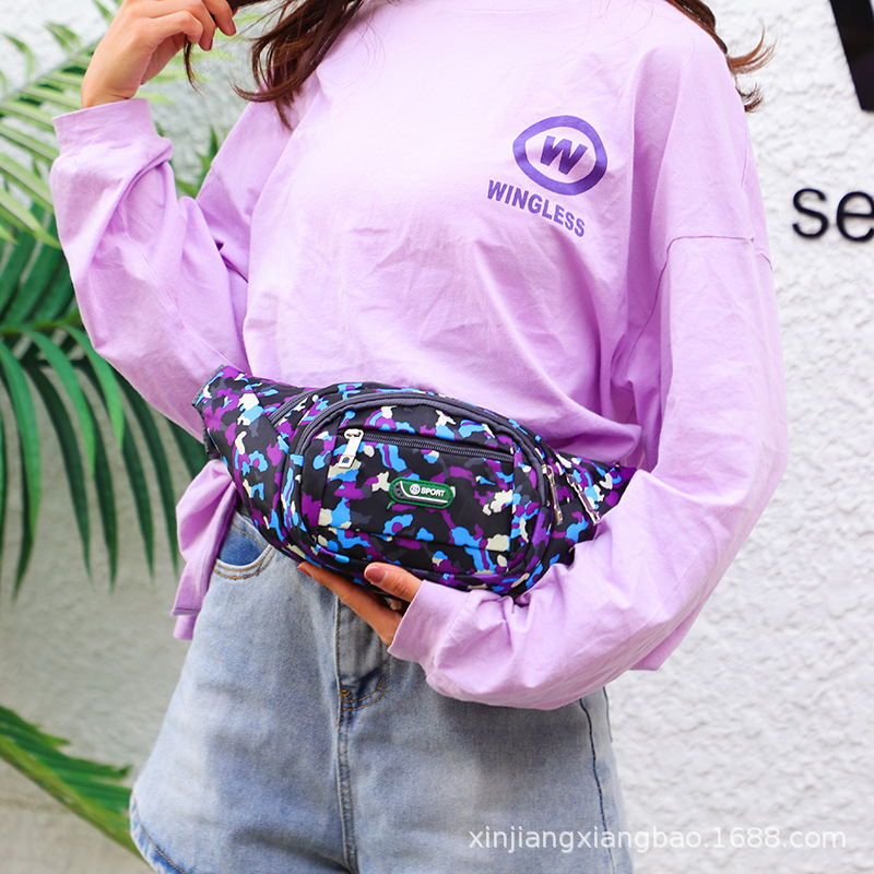 

2020 new men's and women's sports waist bag riding running travel bag oxford cloth oblique shoulder chest collection wallet, Sky blue