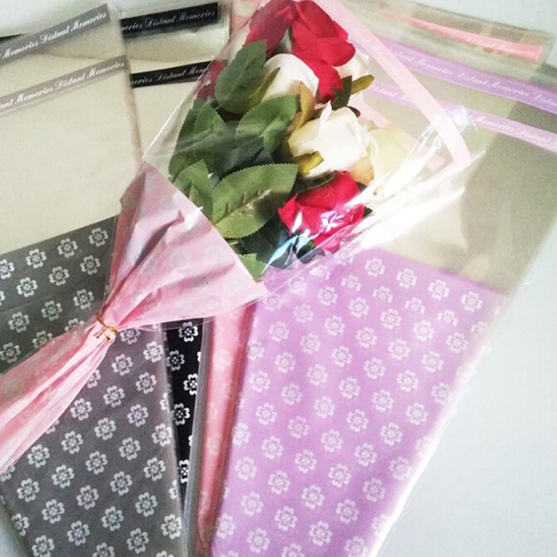 

50pcs Single Rose Plastic Package Transparent Flower Bouquet Wrapping Paper Plastic Opp Bag Floral Packaging Bags Party Decor