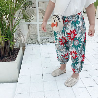 

Childrens Pants Girls New Anti-mosquito Pants Kids Designer Harem-pants Girls Brand Print Trousers 2020 New Fashion Bohemian Harem-pants, Color1
