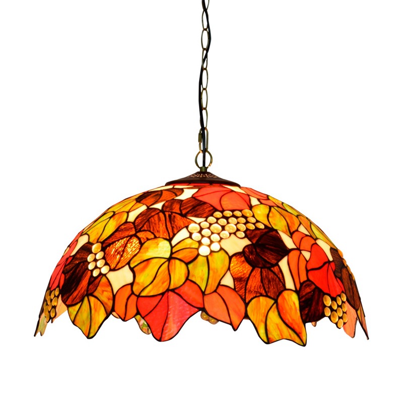 European retro lamp creative grape handmade Tiffany stained glass living room bar bedroom art chandelier TF033-image-536430285