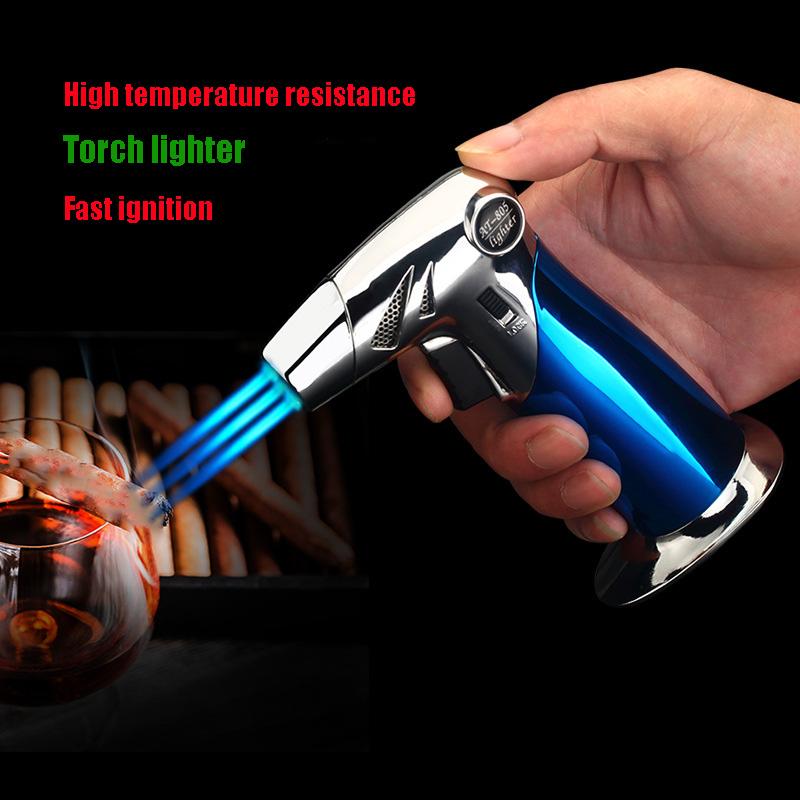 

New Torch Lighter Outdoor Barbecue Torch Cigar Lighters Gold Welding Single / Double / Three Flame Lighter Smoking Accessories