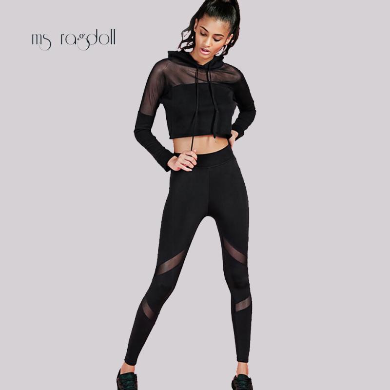 

Tracksuit Women Yoga Set Gym Fitness Clothes Shirt+Pants Running Tight Jogging Workout Workout Leggings Sport Suit plus size, Black
