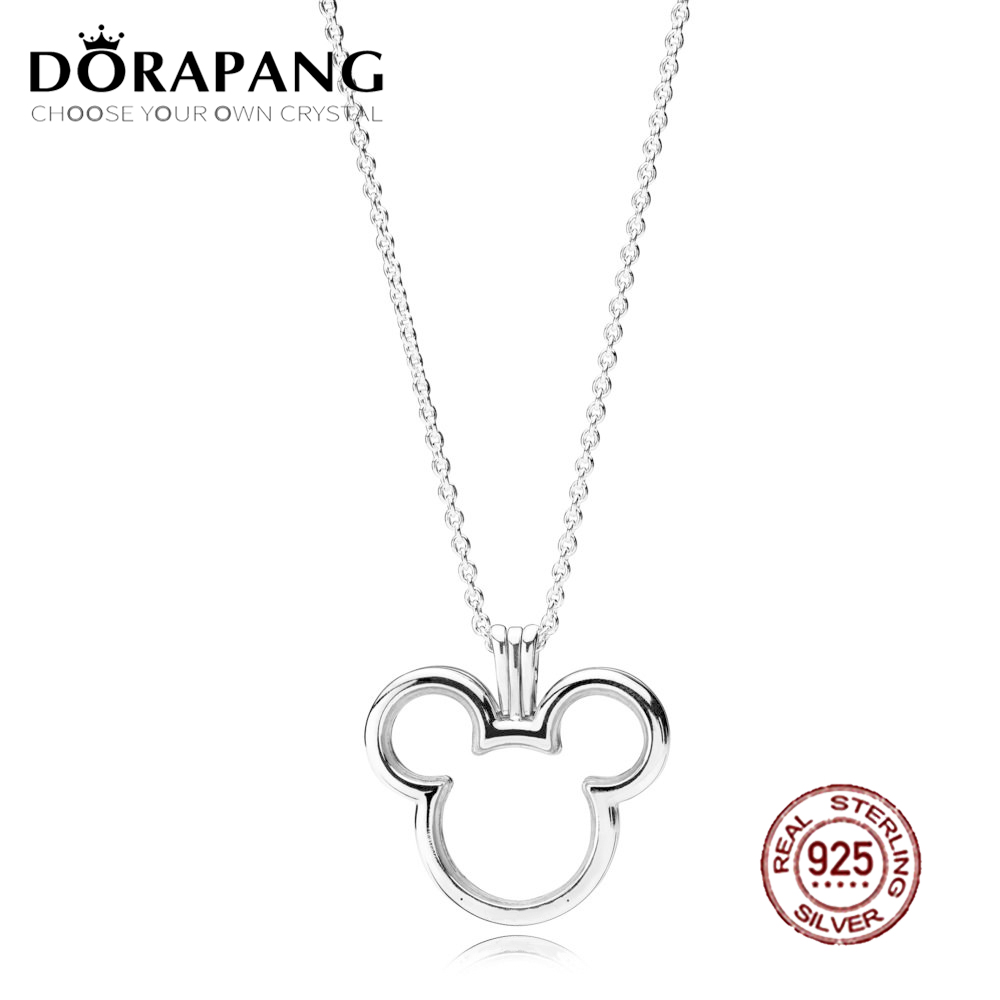 

2018 Newest 100% 925 Sterling Silver pandora Lovely shaped Floating Locket Pendant Necklace for Women Fashion Jewelry Set Gift Wedding