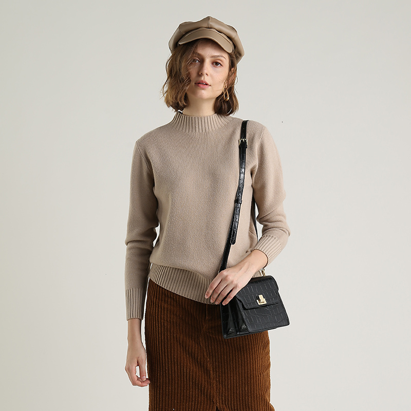 

Woman's cashmere sweater, middle collar sweater, woman's zero sweater, Beige
