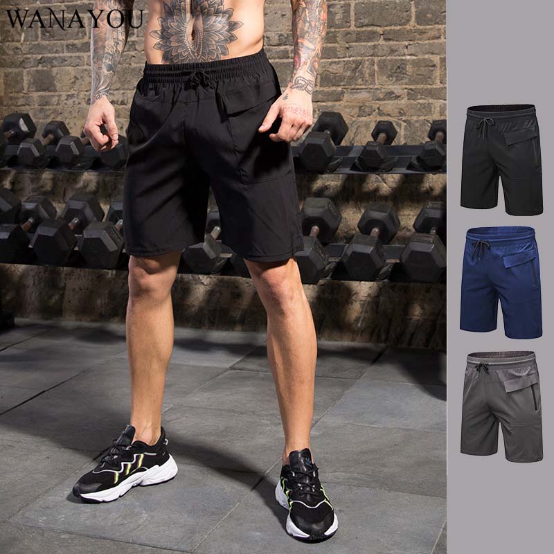 

WANAYOU Hidden Zipper Pocket Men's Running Shorts,Quick Dry Male Gym Workout Shorts,Breathable Basketable Outdoor Sport Shorts, Black