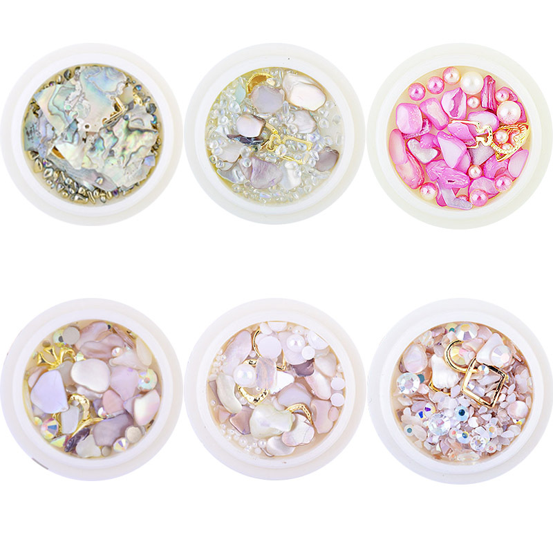 

1box New Summer Fashion Abalone Piece Manicure Shell Stone Rhinestone 3D Charm DIY Nail Decoration Accessories