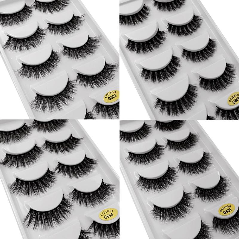 

5Pairs 3D Natural Messy Eyelash Crisscross Soft Faux Mink Hair False Eyelashes Wispy Fluffy Lashes Extension Eye Makeup Tools