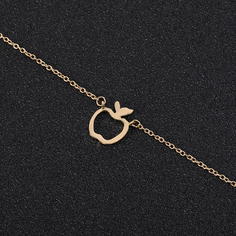 

5PCS Hollow Outline Funny Geometric Fruit Apple Charm Chain Bracelets Bangles for School Mentor Teacher Women Graduation Gifts