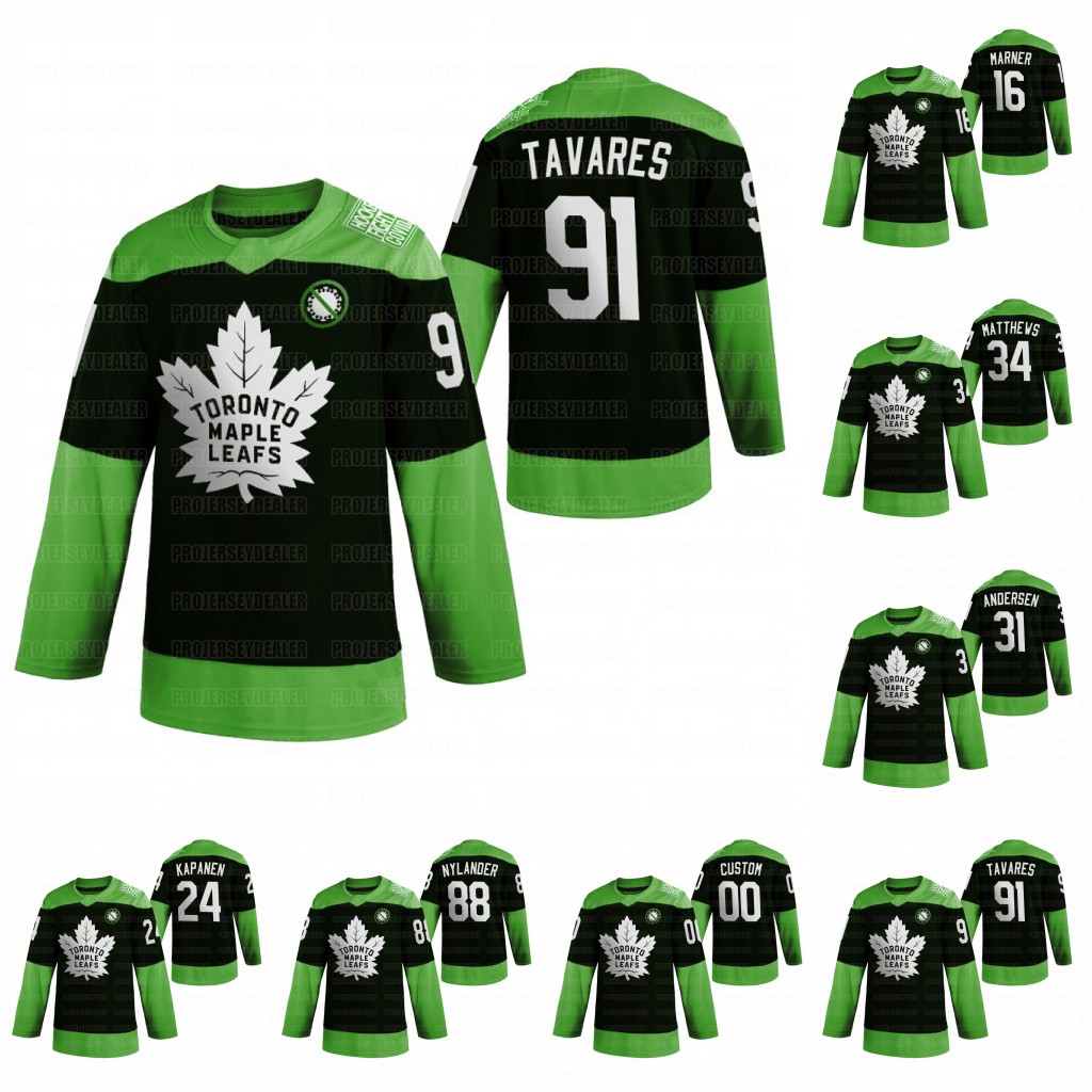 

Toronto Maple Leafs 2020 Fight nCoV Green Jersey Tavares Matthews Mitchell Marner Frederik Andersen Morgan Rielly William Nylander Hyman, Mens s-3xl