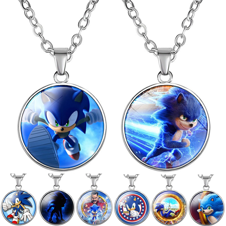 

8 style New fashion game anime cartoon sonic The Hedgehog pendant necklace sonic figure pattern necklace jewelry accessories Wholesale JJ178, #01