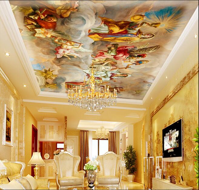 

3d ceiling murals wallpaper custom photo European Royal Eden hand painted oil painting living room 3d wall mural wallpaper for walls 3 d, Non-woven