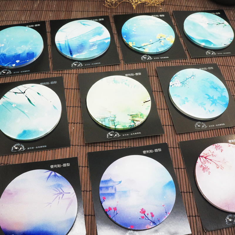 

Ancient Style Featuring Round Sticky Notes with Sticky Notes and Torn Stickers