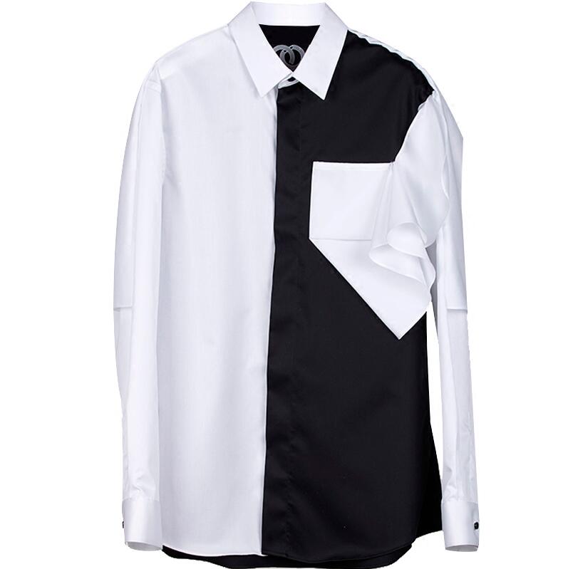

6XL 2020 New women and men' clothing Hair Stylist original designer' Black and white Shirt plus size costumes