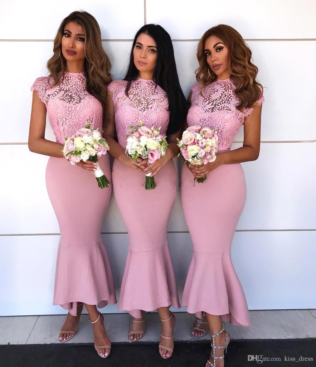 champagne pink bridesmaid dresses