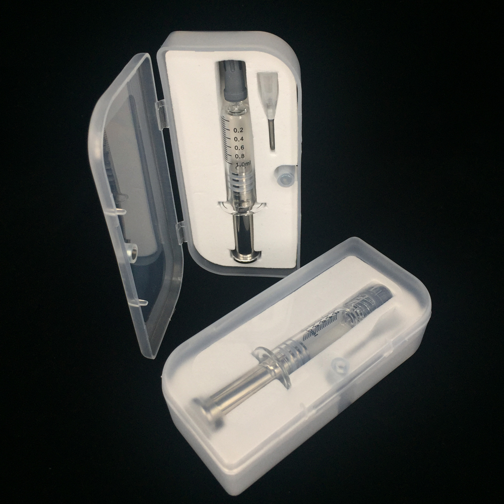 

best Retail packaging Glass syringe 1ml with Needles metal plunger vape e liquid cosmetic filling glass injector Co2 oil storage
