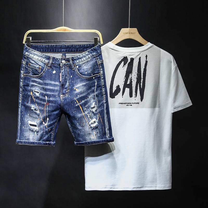 

mens designer summer shorts pants 2020 luxury jeans de designer pour hommes knee length ripped rock revival biker squared jeans, 055