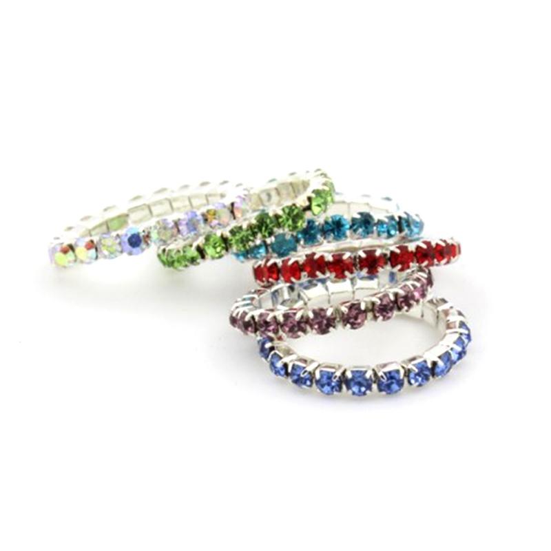12PCS/SET Mix Color Crystal Rhinestone Finger Rings for Women Adjustable Stretch Foot Toe Jewelry-image-488955086