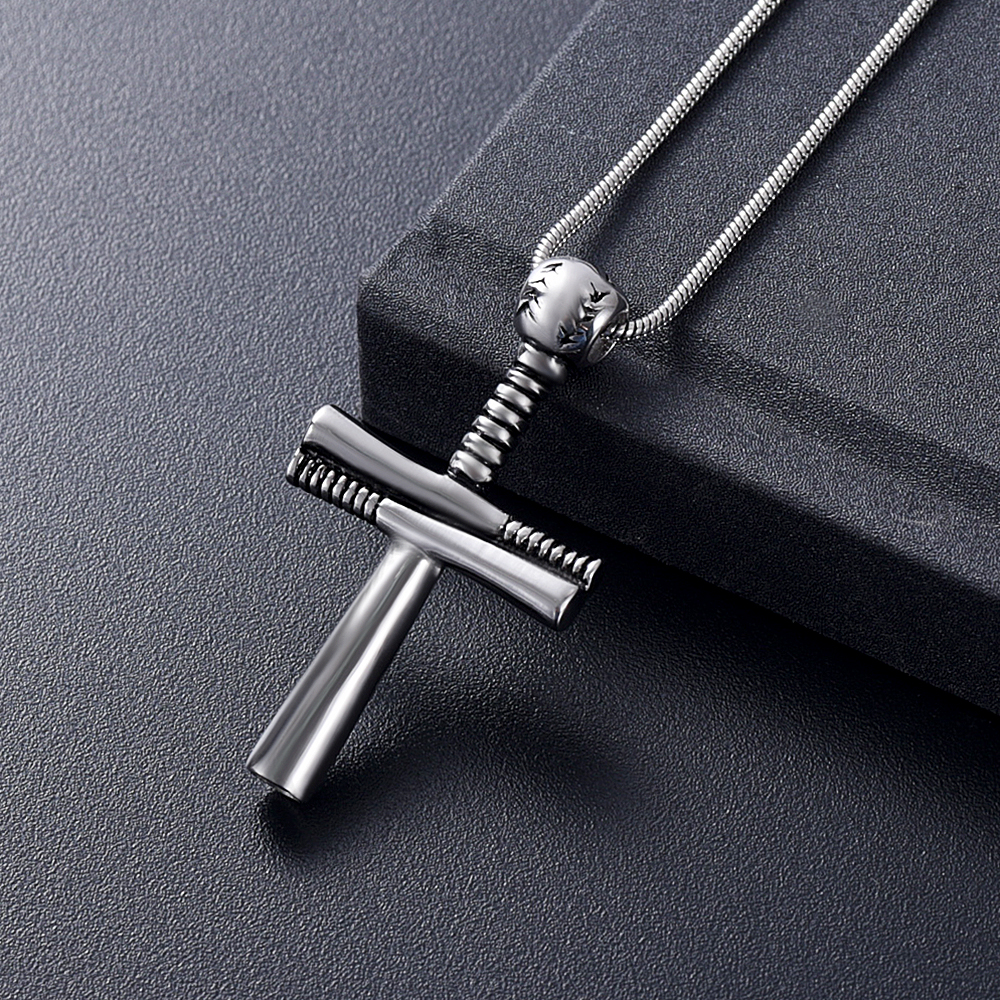

Z696 Unique Design Silver Tone Cross Cremation Necklace for Men Women Ashes Urn Locket Keepsake Jewellery
