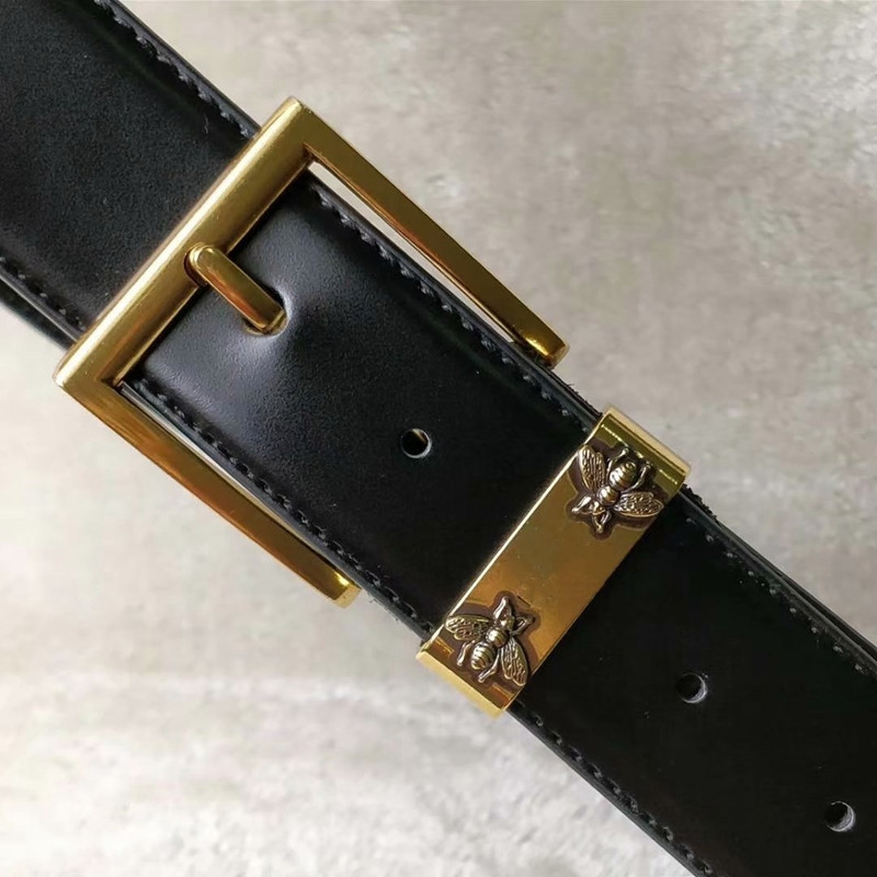 

Hot sale New Luxury High Quality Designer Fashion bee buckle belt mens womens belt ceinture as gift, Black;brown