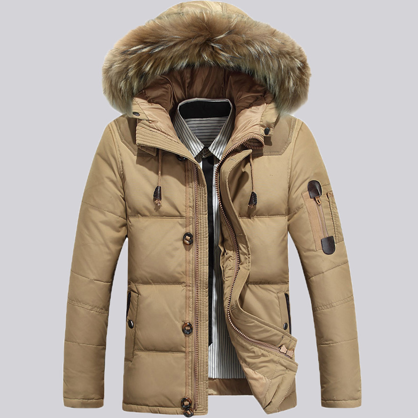 

down jacket men winter dress with big fur hooded 2017 winter clothing, Green