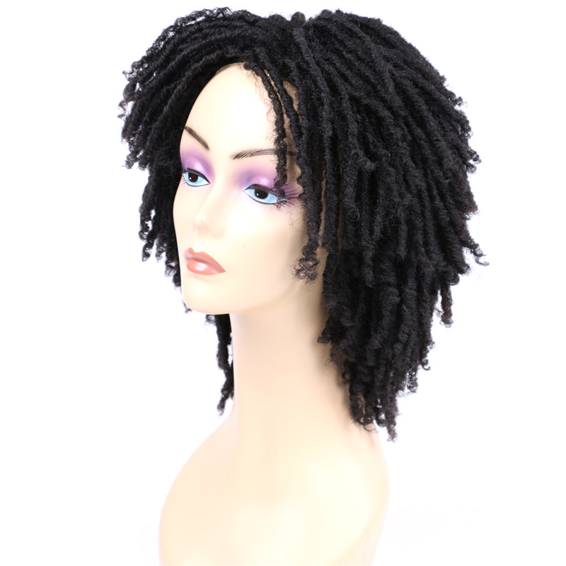 

Soft Short Synthetic Wigs For Black Women 6 inch Low Temperature Fiber Dreadlock Ombre Burg Crochet Twist Hair 190g/pc, 1b#