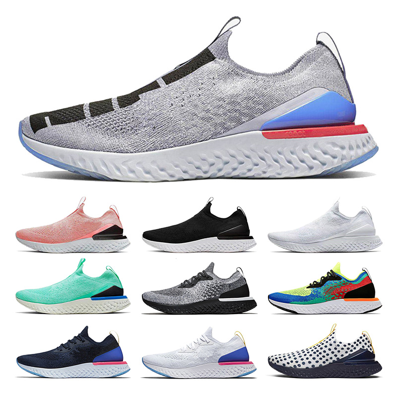 

2020 new EPIC React Fly Knit Running Shoes for Men Women Sports Sneakers Triple s Pewter Silver grey black spots Belgium fashion trainers, A8 36-45 lake blue white