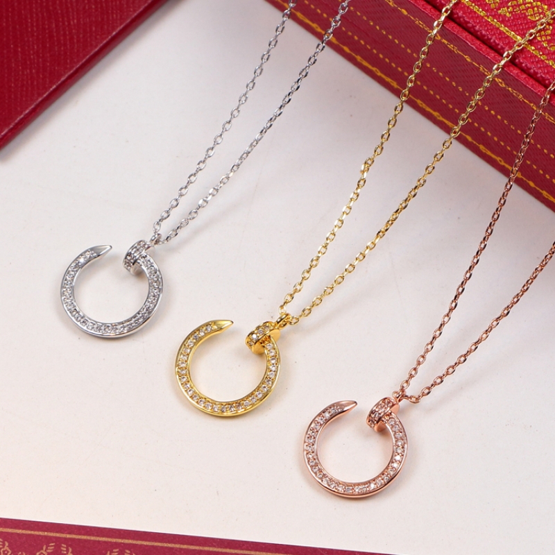 

2020 Nail necklace Pendant Gold Rose Gold Silver Color Necklace for Women Jewelry with original box set