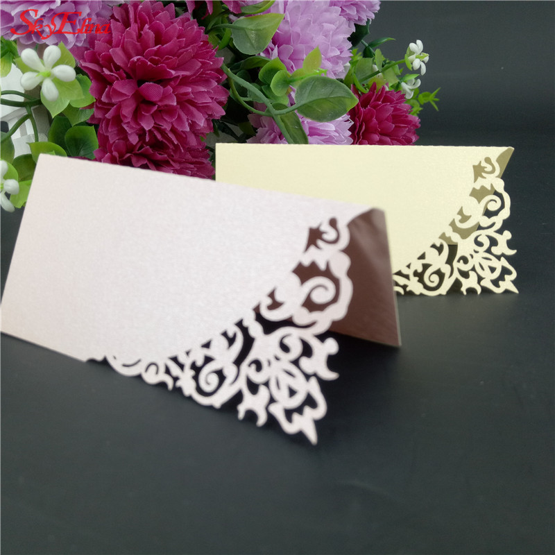 

10/50/100Pcs Place Cards Seat Card Favor Decor Chic Name Cards Wedding Party Table Decoration Pearlscent Paper 9X9cm 5Zsh870